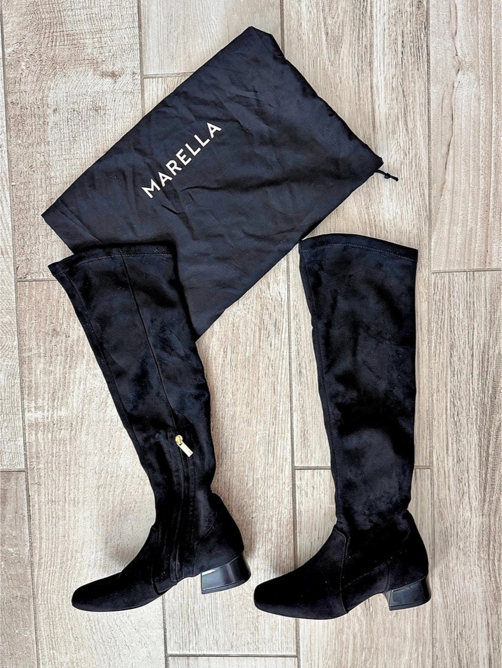 Marella Black Knee-High Suede Boots